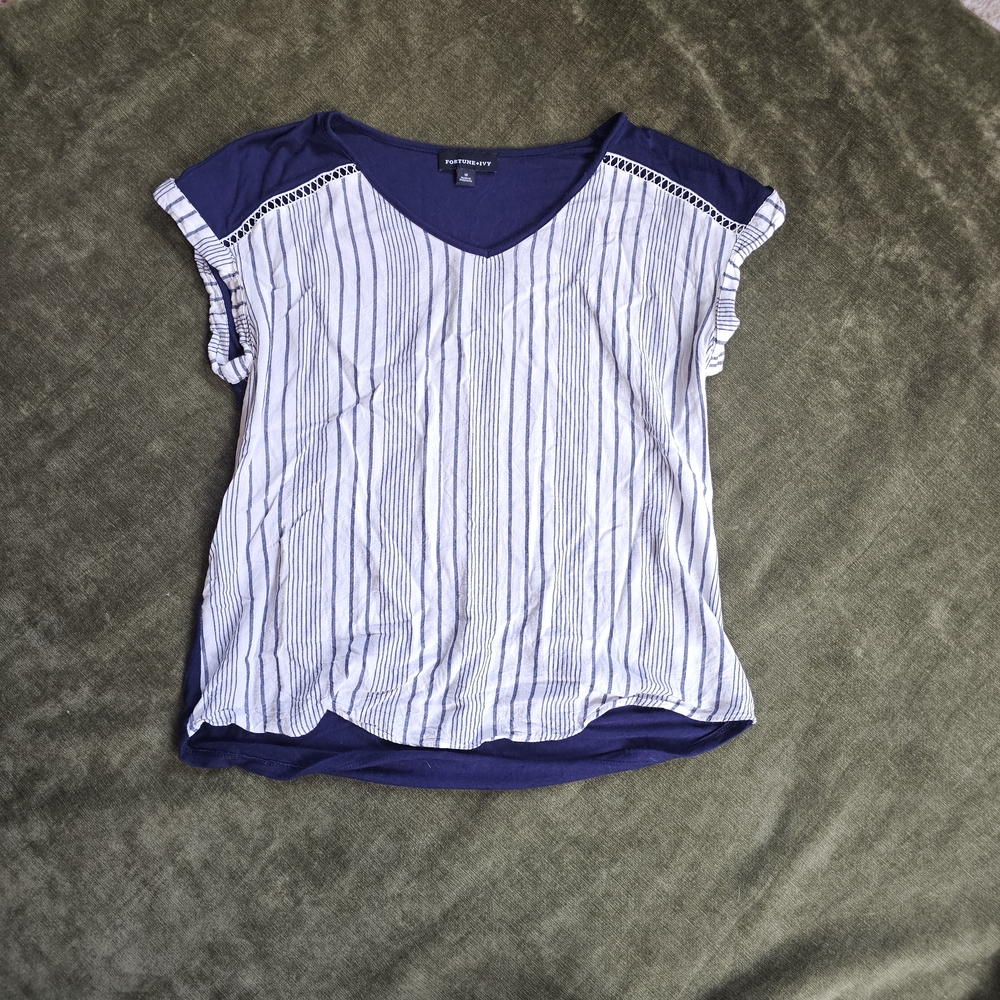Navy and White Striped Top
